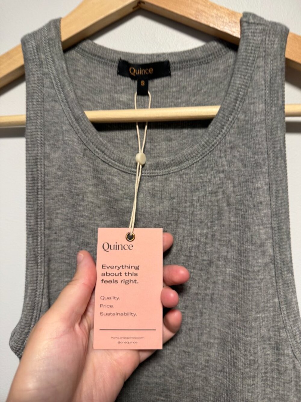 Quince Tencel Rib Knit Sleeveless Mini Dress Heather Grey Small NWT - Picture 4 of 6